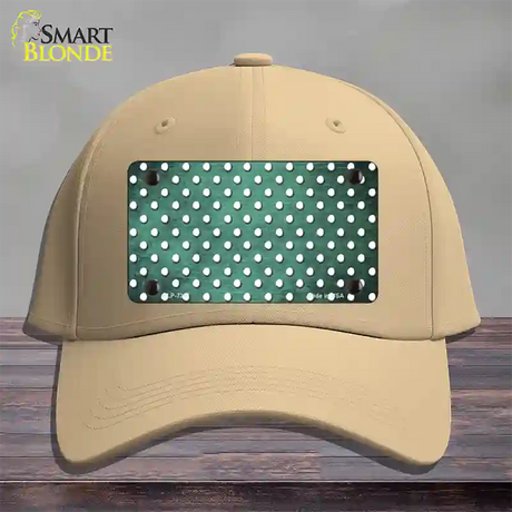 Mint White Small Dots Oil Rubbed Novelty License Plate Hat Cotton / Khaki