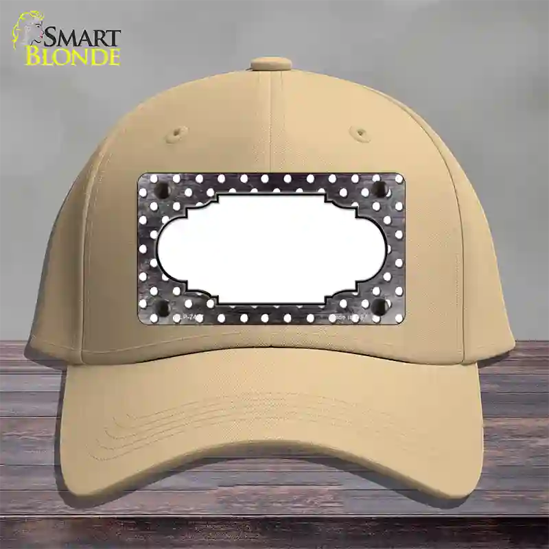 Black White Small Dots Scallop Oil Rubbed Novelty License Plate Hat Cotton / Khaki