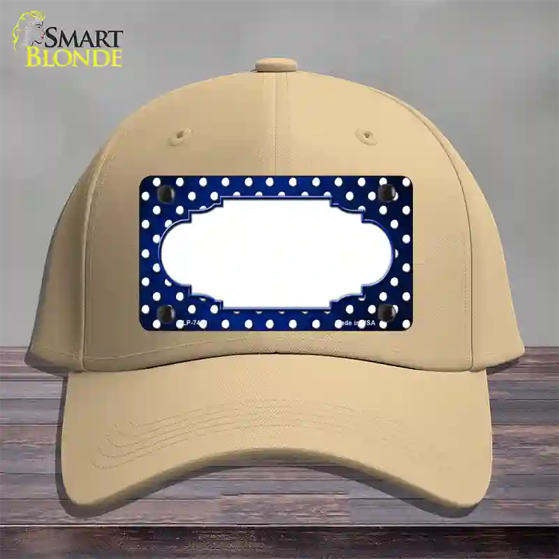 Blue White Small Dots Scallop Oil Rubbed Novelty License Plate Hat Cotton / Khaki