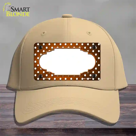 Orange White Small Dots Scallop Oil Rubbed Novelty License Plate Hat Cotton / Khaki