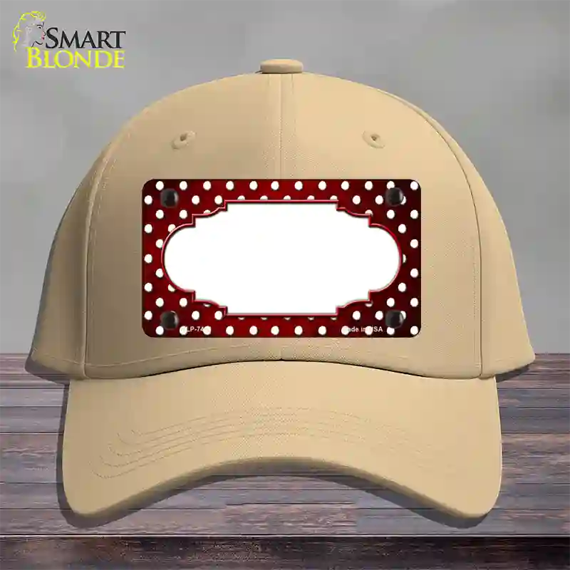 Red White Small Dots Scallop Oil Rubbed Novelty License Plate Hat Cotton / Khaki