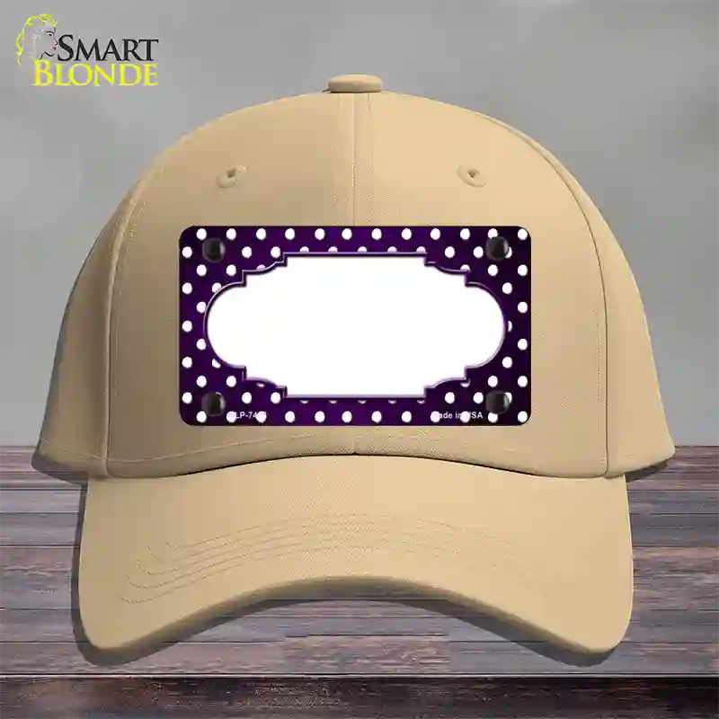 Purple White Small Dots Scallop Oil Rubbed Novelty License Plate Hat Cotton / Khaki