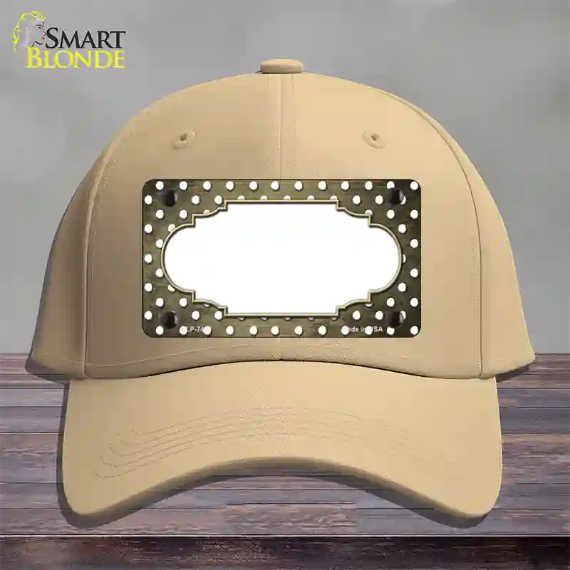 Gold White Small Dots Scallop Oil Rubbed Novelty License Plate Hat Cotton / Khaki