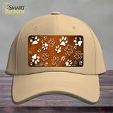 Orange White Paw Oil Rubbed Novelty License Plate Hat Cotton / Khaki