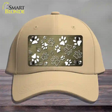 Gold White Paw Oil Rubbed Novelty License Plate Hat Cotton / Khaki