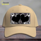 Paw Heart Black White Novelty License Plate Hat Cotton / Khaki