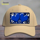 Paw Heart Blue White Novelty License Plate Hat Cotton / Khaki