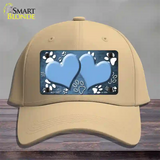 Paw Heart Light Blue White Novelty License Plate Hat Cotton / Khaki