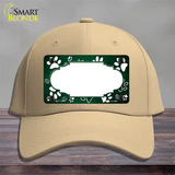 Paw Scallop Green White Novelty License Plate Hat Cotton / Khaki