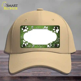 Paw Scallop Lime Green White Novelty License Plate Hat Cotton / Khaki