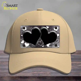 Black White Love Hearts Oil Rubbed Novelty License Plate Hat Cotton / Khaki