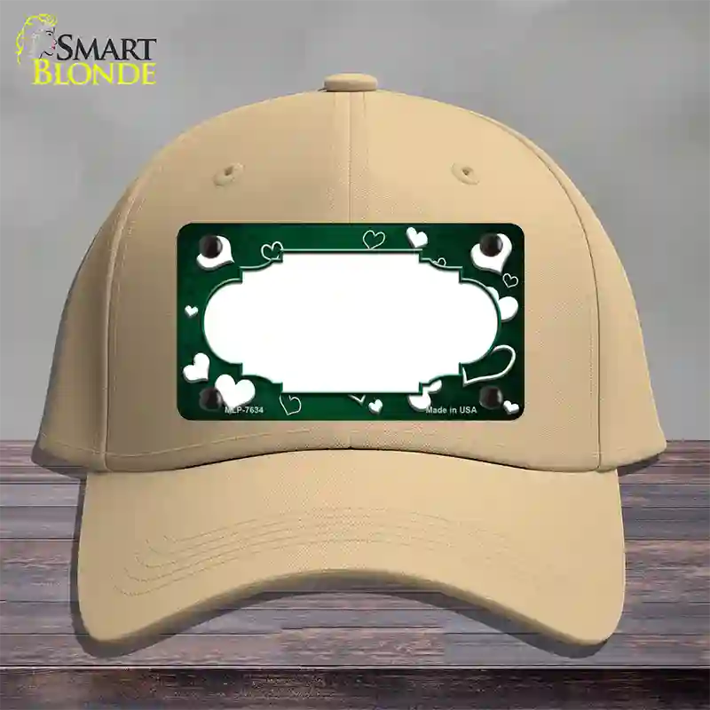 Green White Love Scallop Oil Rubbed Novelty License Plate Hat Cotton / Khaki