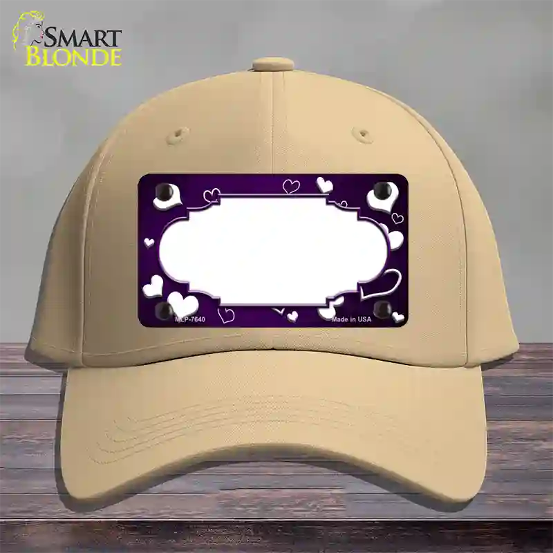 Purple White Love Scallop Oil Rubbed Novelty License Plate Hat Cotton / Khaki