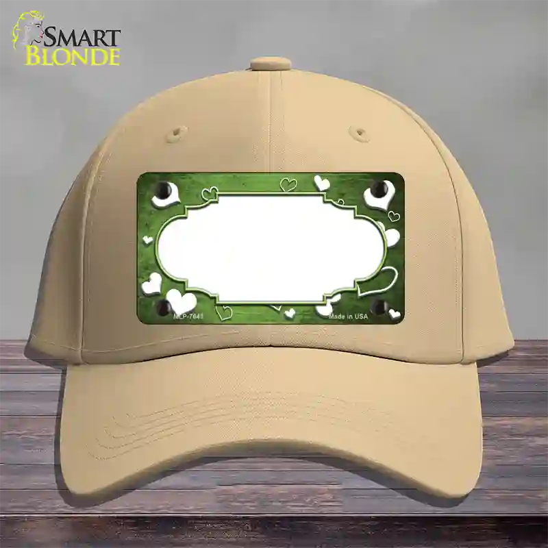 Lime Green White Love Scallop Oil Rubbed Novelty License Plate Hat Cotton / Khaki