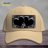 Black White Hearts Butterfly Oil Rubbed Novelty License Plate Hat Cotton / Khaki