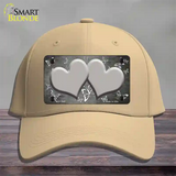 Gray White Hearts Butterfly Oil Rubbed Novelty License Plate Hat Cotton / Khaki