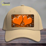 Orange White Dragonfly Hearts Oil Rubbed Novelty License Plate Hat Cotton / Khaki