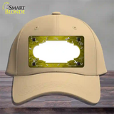 Yellow White Dragonfly Scallop Oil Rubbed Novelty License Plate Hat Cotton / Khaki