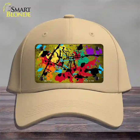 Yellow Splatter Oil Rubbed Novelty License Plate Hat Cotton / Khaki