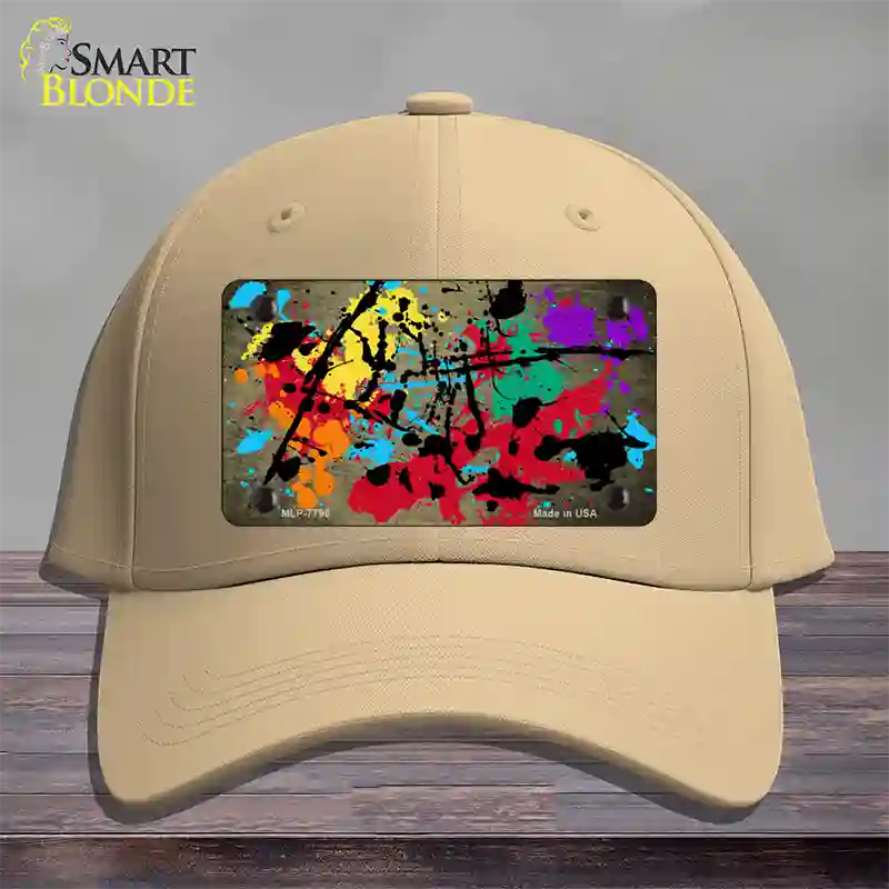 Gold Splatter Oil Rubbed Novelty License Plate Hat Cotton / Khaki