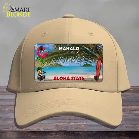 Blank Mahalo Hawaii State Novelty License Plate Hat Cotton / Khaki