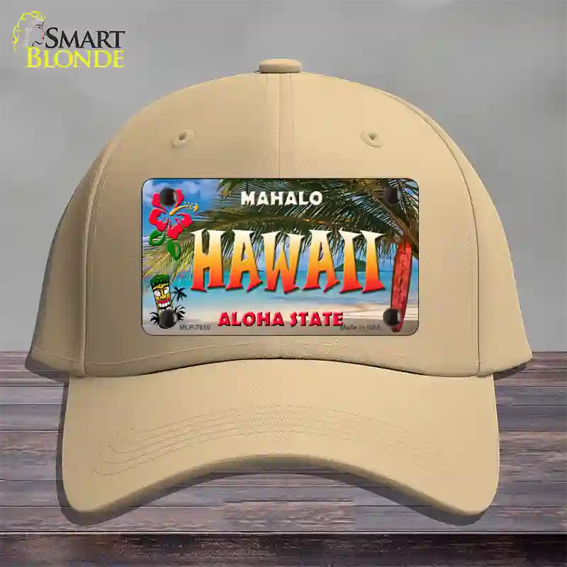 Hawaii State Novelty License Plate Hat Cotton / Khaki