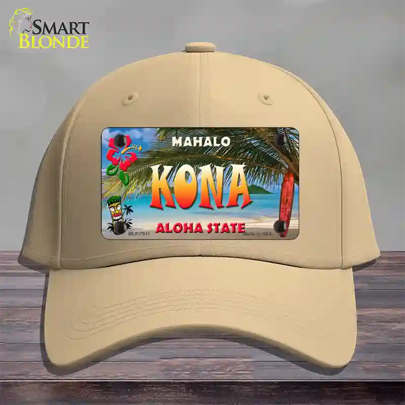 Kona Hawaii State Novelty License Plate Hat Cotton / Khaki