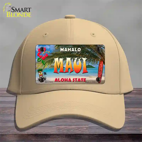 Maui Hawaii State Novelty License Plate Hat Cotton / Khaki