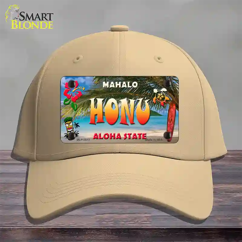 Honu Hawaii State Novelty License Plate Hat Cotton / Khaki