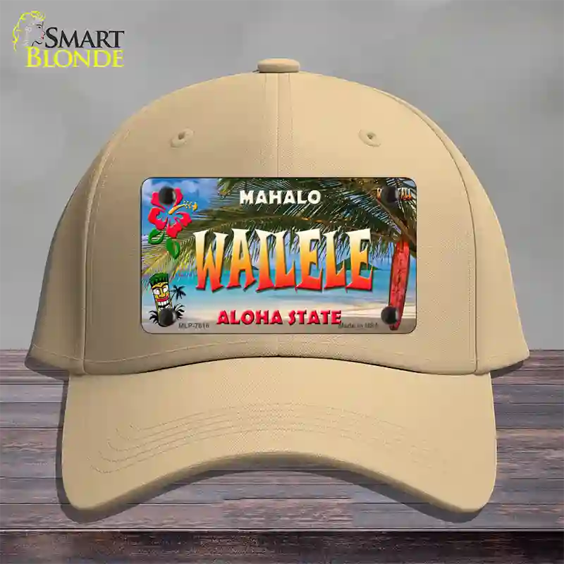 Wailele Hawaii State Novelty License Plate Hat Cotton / Khaki