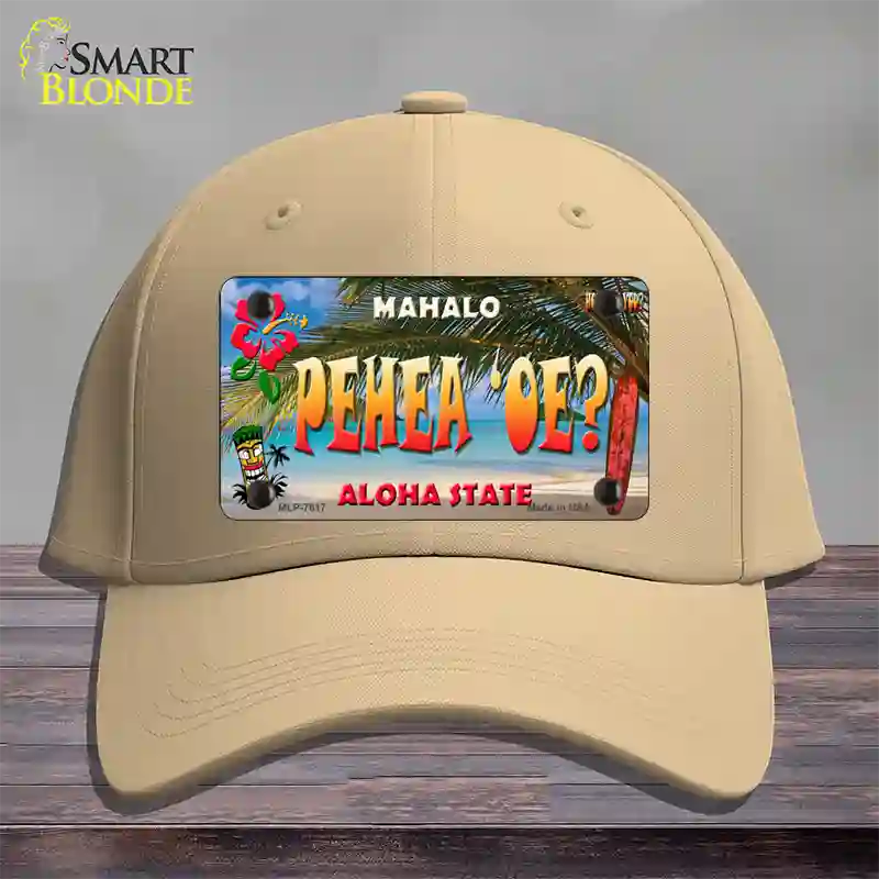 Pehea oe Hawaii State Novelty License Plate Hat Cotton / Khaki