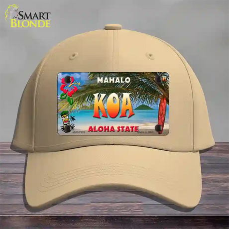 Koa Hawaii State Novelty License Plate Hat Cotton / Khaki