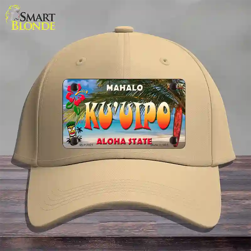 Ku uipo Hawaii State Novelty License Plate Hat Cotton / Khaki