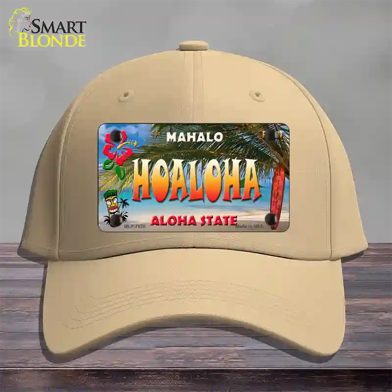 Hoaloha Hawaii State Novelty License Plate Hat Cotton / Khaki