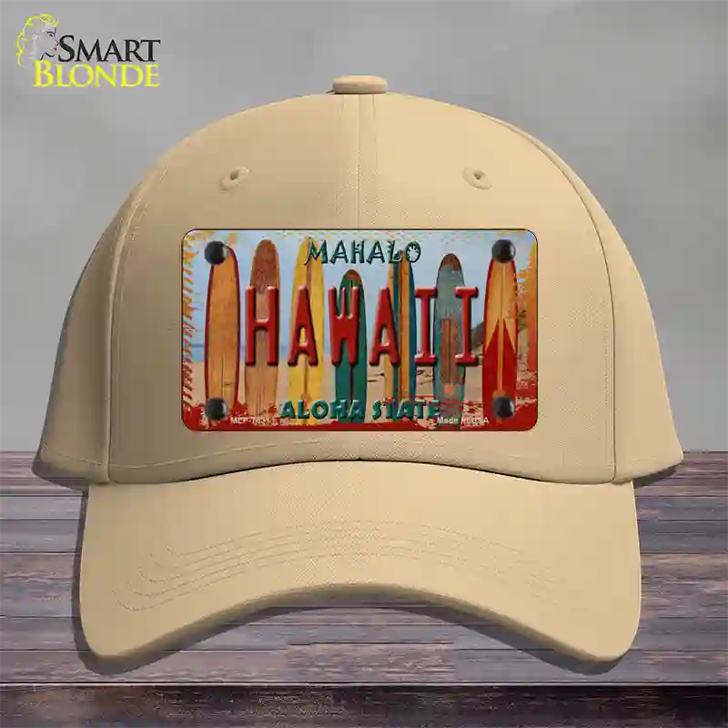 Hawaii Surfboards State Novelty License Plate Hat Cotton / Khaki