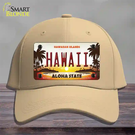 Hawaii Hawaiian Islands Novelty License Plate Hat Cotton / Khaki