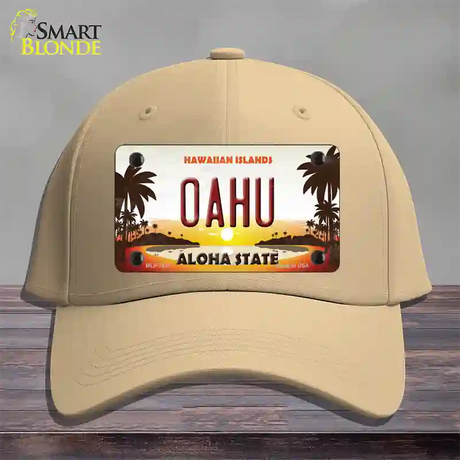 Oahu Hawaiian Islands Novelty License Plate Hat Cotton / Khaki