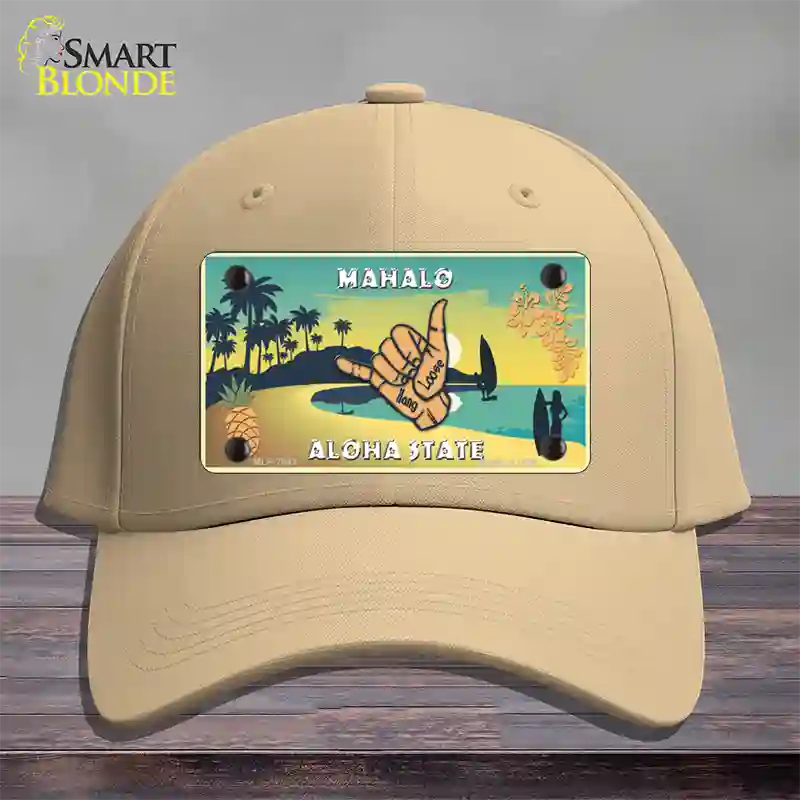 Hang Loose Hawaii Pineapple Novelty License Plate Hat Cotton / Khaki