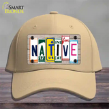 Native License Plate Art Wood Novelty License Plate Hat Cotton / Khaki