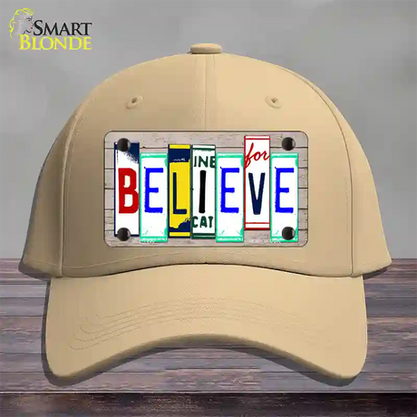 Believe License Plate Art Wood Novelty License Plate Hat Cotton / Khaki