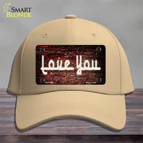 Love You On Brick Wall Novelty License Plate Hat Cotton / Khaki