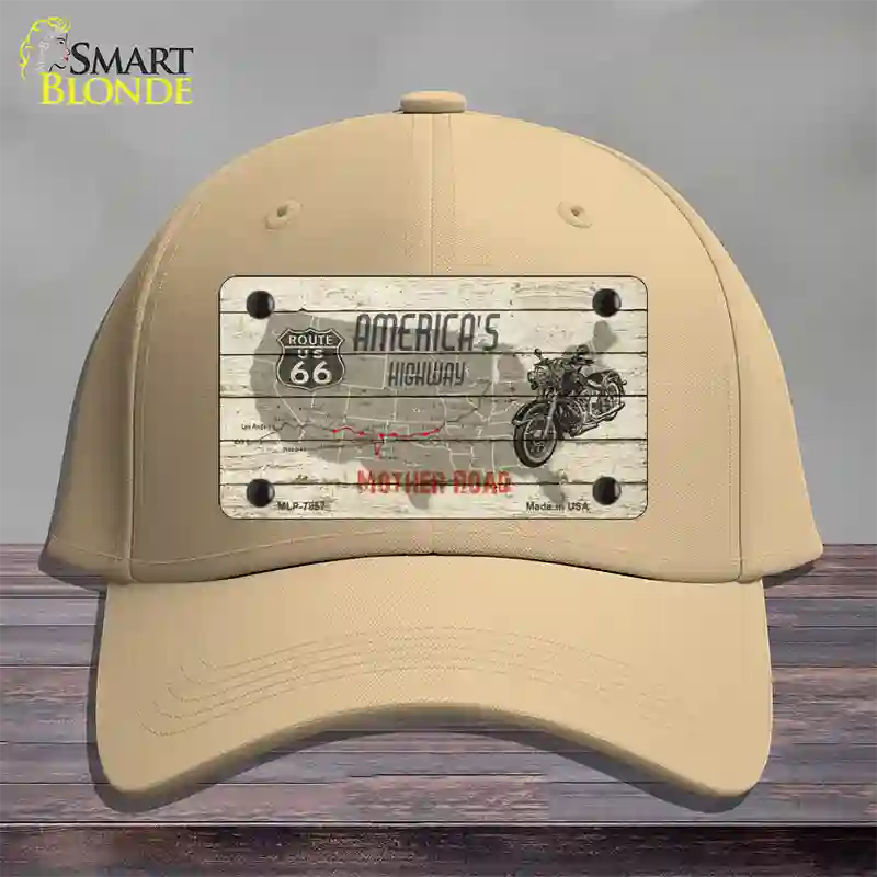 Americas Highway Route 66 Novelty License Plate Hat Cotton / Khaki