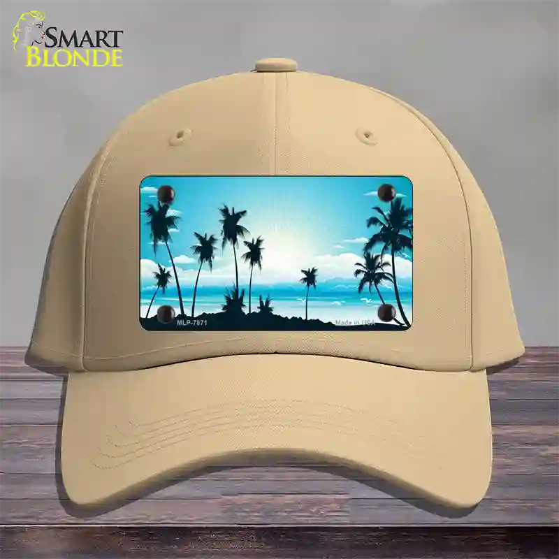 Sunset Blue Novelty License Plate Hat Cotton / Khaki