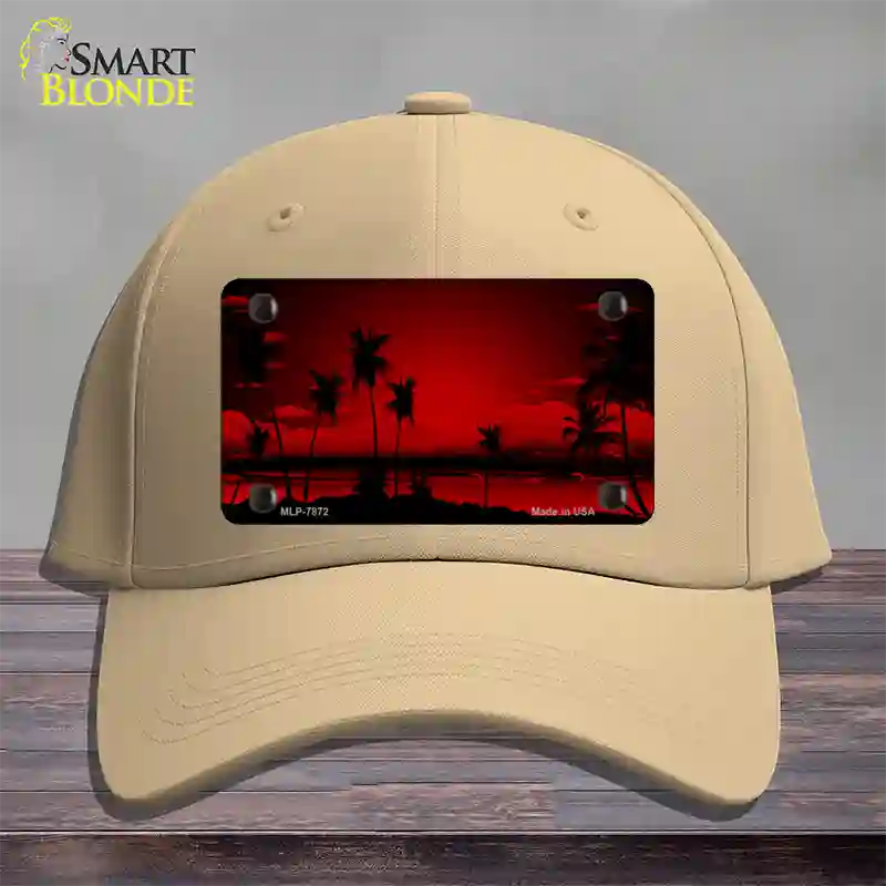 Sunset Red Novelty License Plate Hat Cotton / Khaki