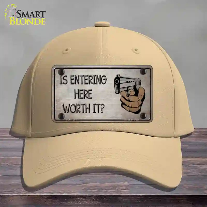 Entering Worth It Novelty License Plate Hat Cotton / Khaki