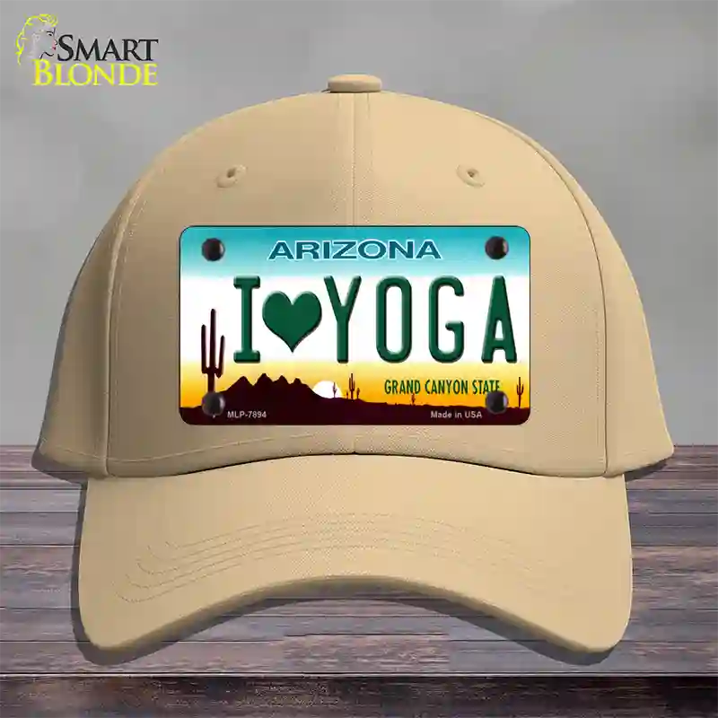 I Love Yoga Novelty License Plate Hat Cotton / Khaki