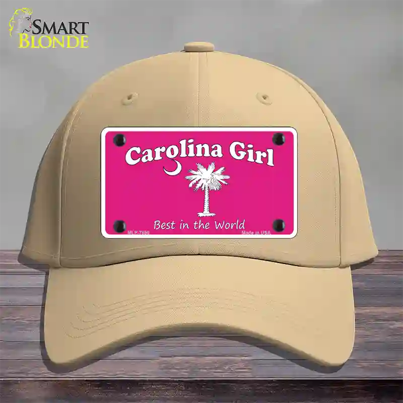 Carolina Girl Pink Novelty License Plate Hat Cotton / Khaki