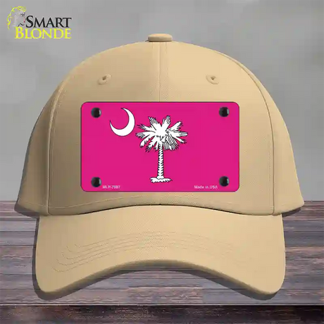 South Carolina Flag Pink Novelty License Plate Hat Cotton / Khaki