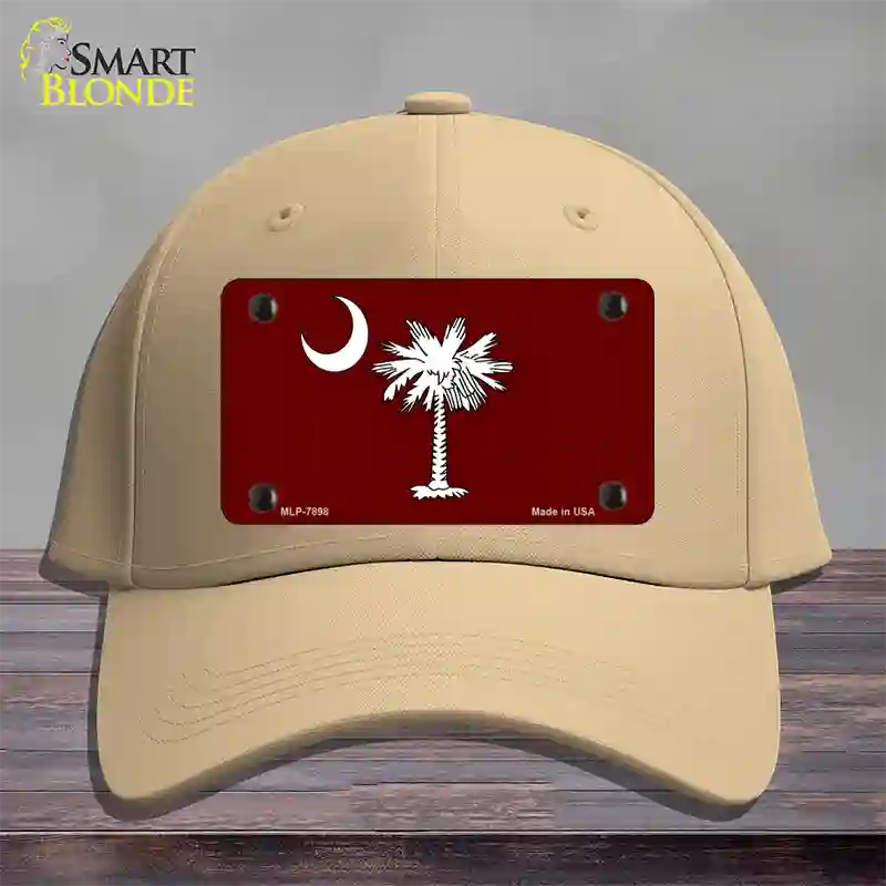 South Carolina Flag Burgundy Novelty License Plate Hat Cotton / Khaki