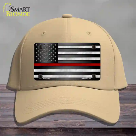 American Flag Thin Red Line Novelty License Plate Hat Cotton / Khaki